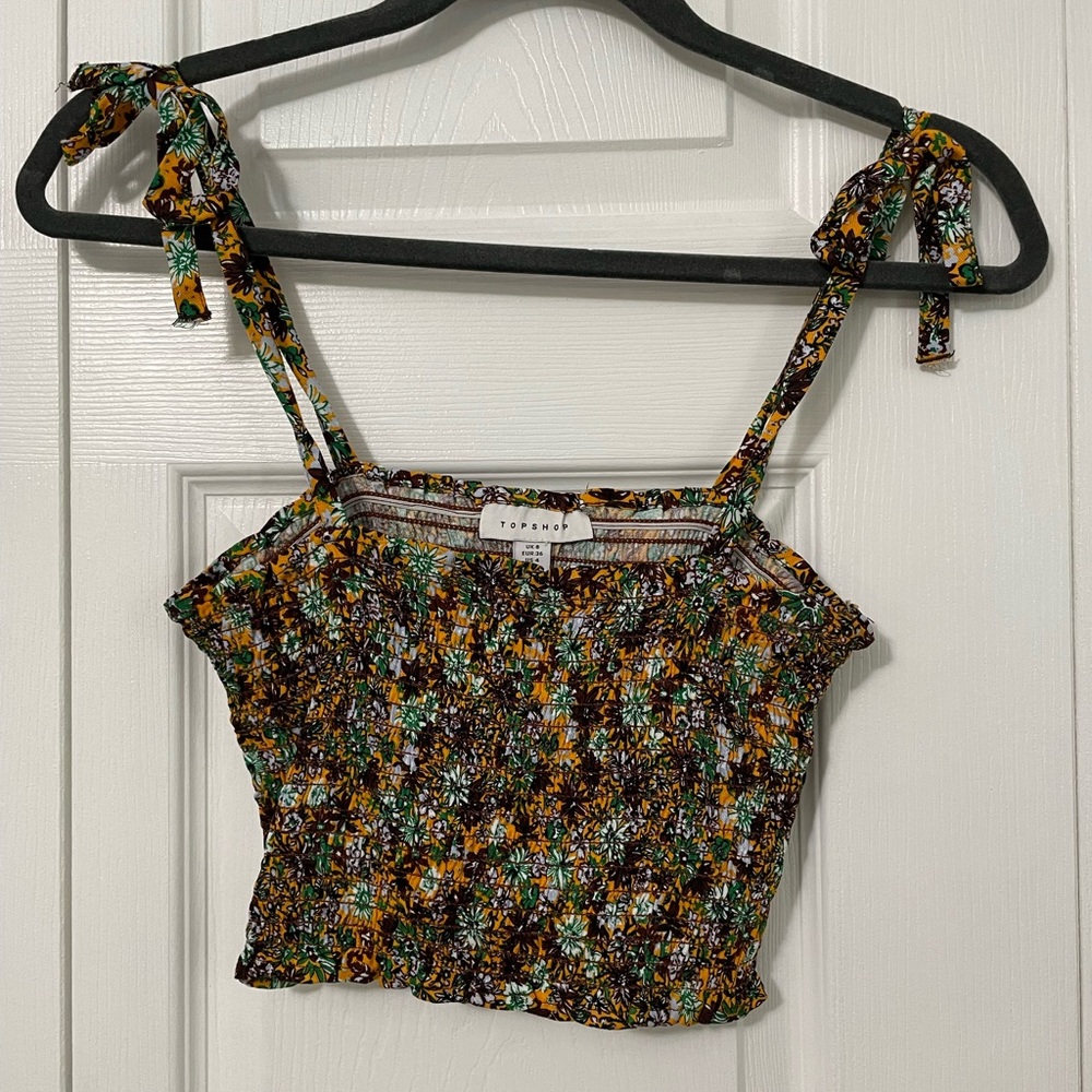 Topshop Floral Crop Top